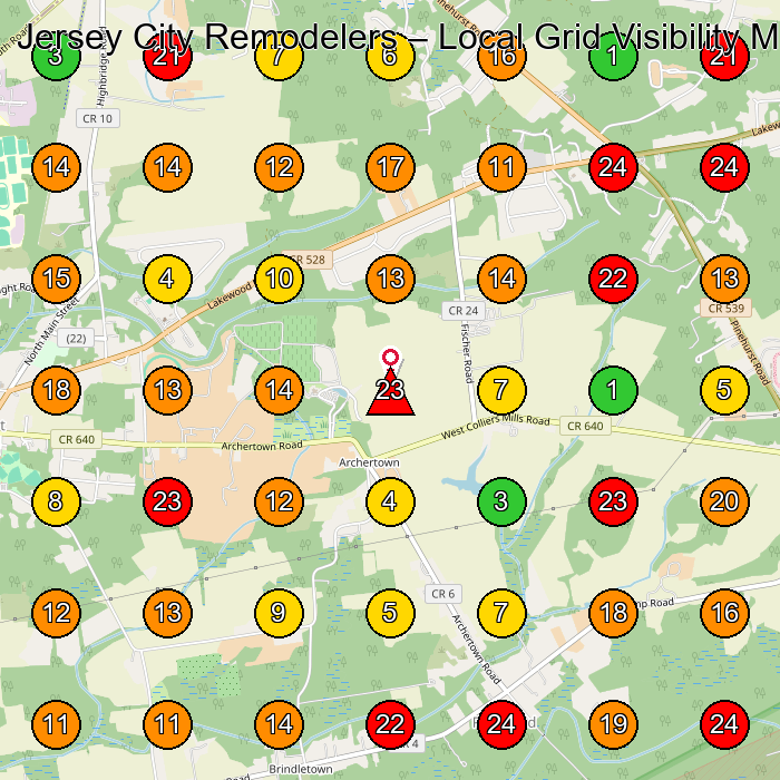 Jersey City Remodelers General Contractor GeoGrid ranking map for None